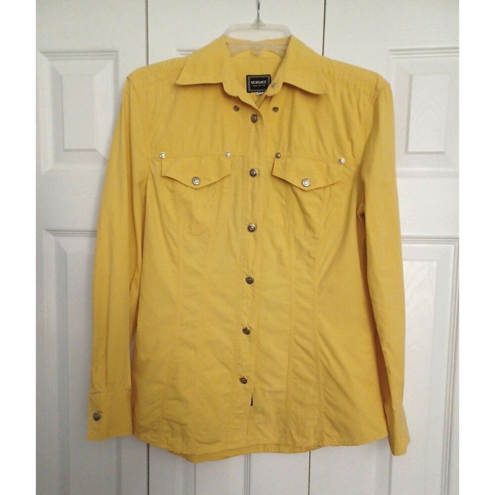 Vintage Versace Jeans Couture Women Tops XS Yellow Western Look